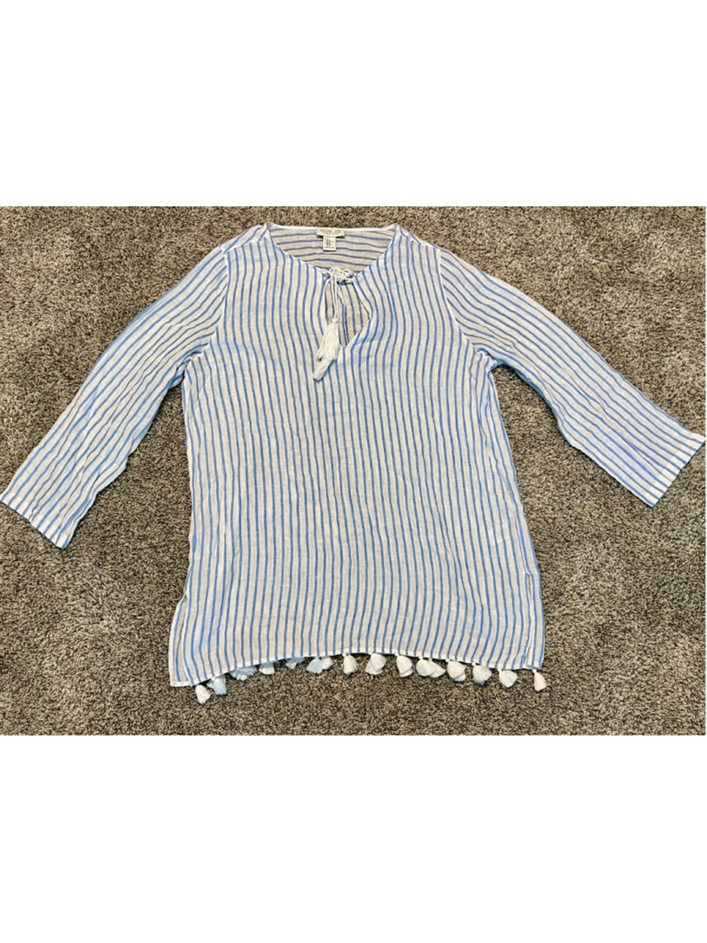 Rachel Zoe Women's Striped Tassel Swim Coverup, Size XL, EUC